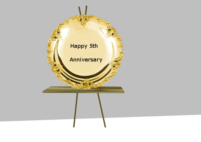 Happy 5th anniver.gold plate