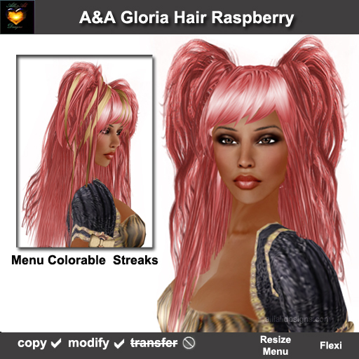 Second Life Marketplace - A&A Gloria Hair Raspberry (Special Color ...