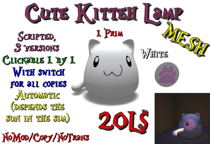 Cute Kitteh Lamp White