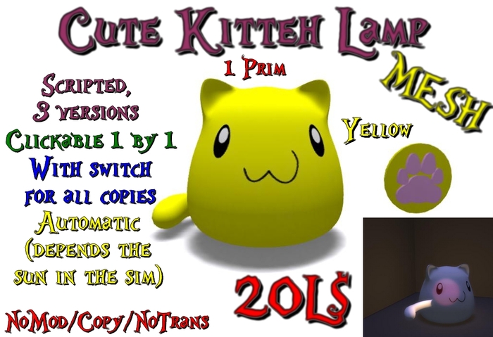 Cute Kitteh Lamp Yellow