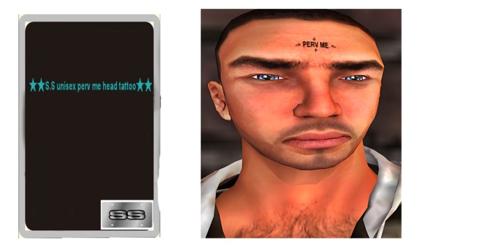 S.S unisex perv me head tattoo