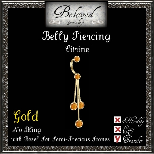 Beloved Jewelry : GOLD Belly Piercing-Bezel Citrine