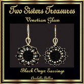 TST - VENETIAN GLASS BLACK ONYX GOLD EARRINGS