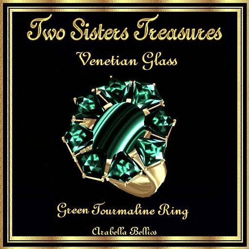 TST - VENETIAN GLASS GREEN TOURMALINE RING YG