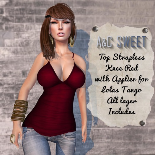 {A&C} Sweet-Top Strapless Knee-(Red)