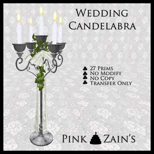 Wedding Candelabra Simple - Silver/White