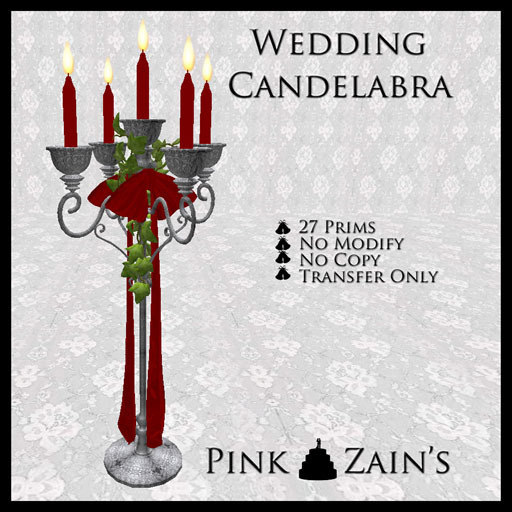Wedding Candelabra Simple - Silver/Red