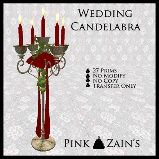 Wedding Candelabra Simple - Gold/Red