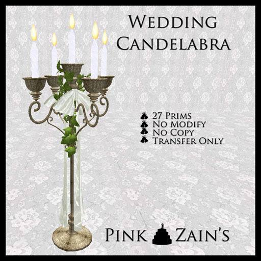 Wedding Candelabra Simple - Gold/White