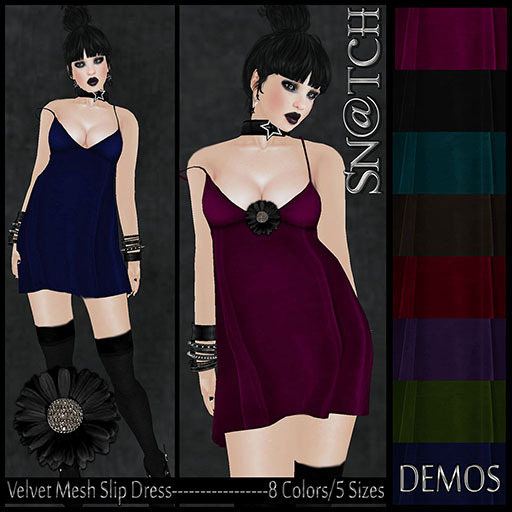 :::Sn@tch Velvet Slip Dress (DEMOS):::