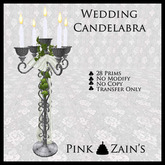 Wedding Candelabra Ornate - Silver/White
