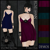 :::Sn@tch Mesh Velvet Slip Dress-All Colors (Med):::