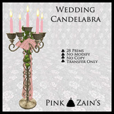 Wedding Candelabra Ornate - Gold/Pink