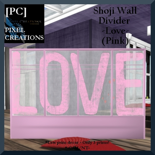 [PC] SHOJI WALL DIVIDER - LOVE (Pink)