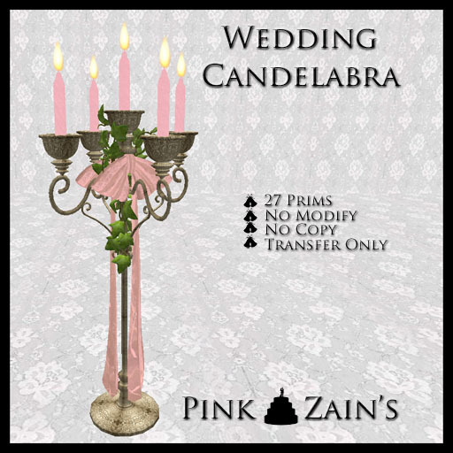 Wedding Candelabra Simple - Gold/Pink