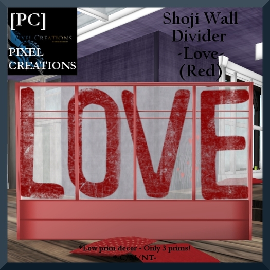[PC] SHOJI WALL DIVIDER - LOVE (Red)