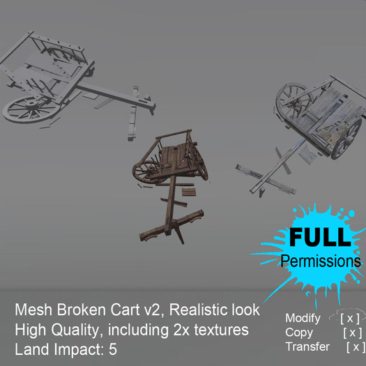 Medieval Broken Cart v2. Full Permissions (boxed)