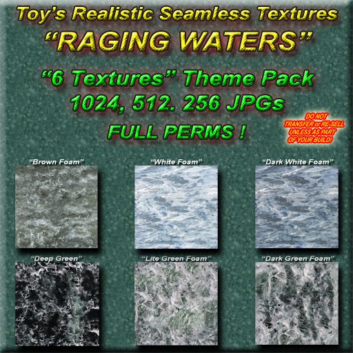 * Seamless Textures * RAGING WATERS - FULL PERMS -  fast flowing foaming waters rough waterfall rapids rivers