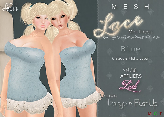 [LuVs] Lace Mini Blue + Lush & Tango Push-up Applier
