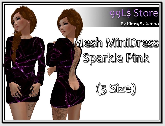 [99L$ Store]Mesh MiniDress Sparkle Pink