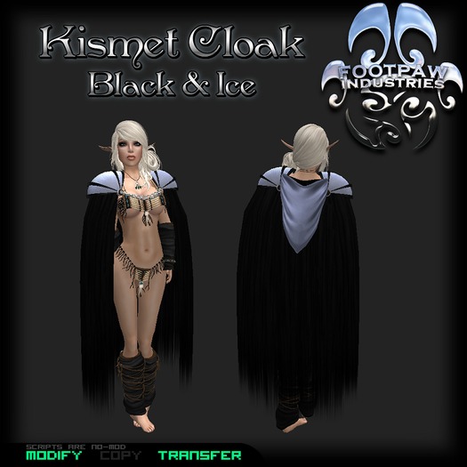 [FPI] Kismet Cloak Black & Ice - Unisex Hooded Cloak