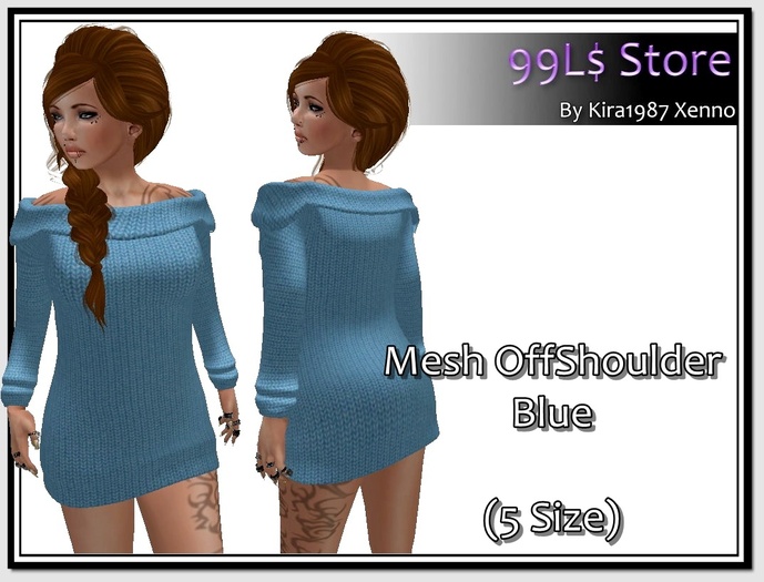 Mesh OffShoulder Blue