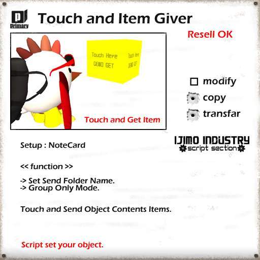 IJIMO INDUSTRY - Touch Giver Script Resell OK