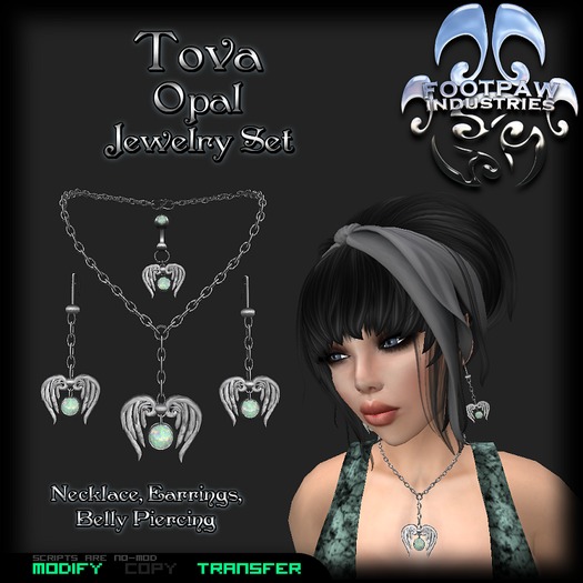 [FPI] Tova Jewelry Opal - Necklace, Earrings, Belly Piercing - Jewelry Set
