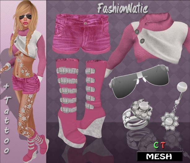 MESH Pink Snow Outfit FashionNatic