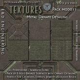 [MOD011] 8 Seamless Aged Darkened Bronze Textures with Ornate Surface Detail for Relics and Artifacts by E&D ENGINEERING