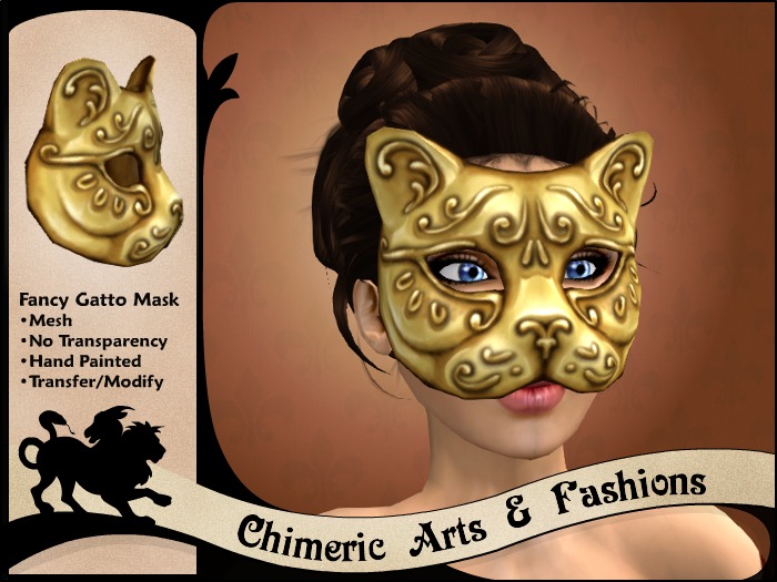 Fancy Gatto (Cat) Mask - Gold