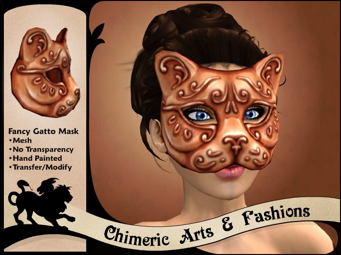 Fancy Gatto (Cat) Mask - Copper