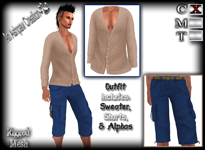 Shorts n Sweater - (Rigged Mesh) - Black