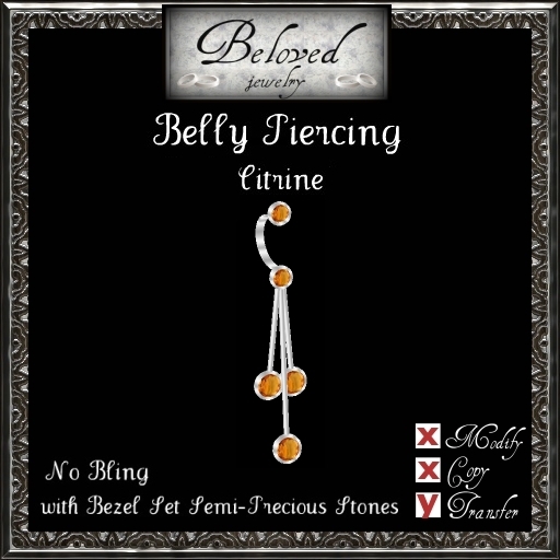 Beloved Jewelry : Silver Belly Piercing Jewel-Bezel Citrine