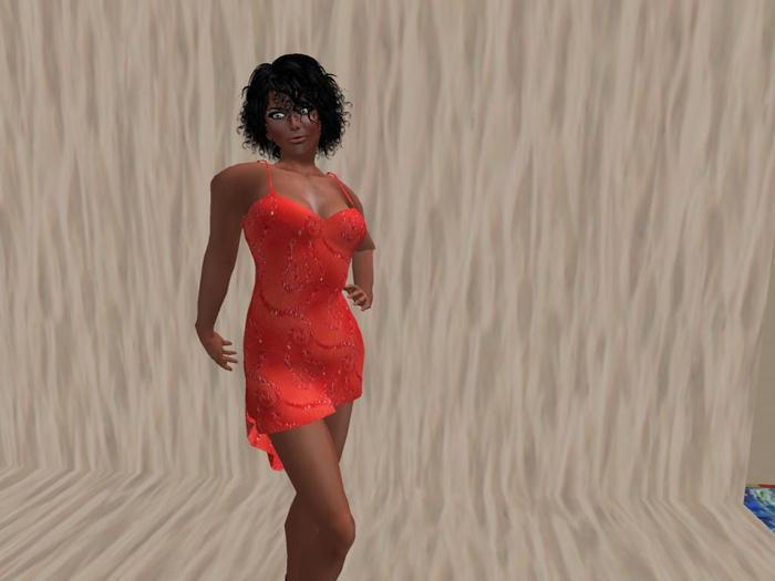 Mesh Red Swirl Drape Dress