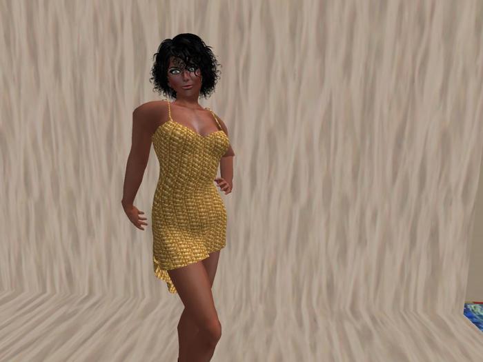 Mesh Gold Bead Drape Dress