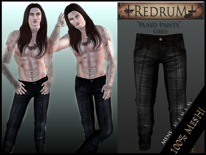 +REDRUM+ Plaid Pants Grey