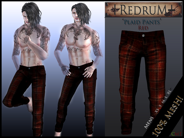 +REDRUM+ Plaid Pants Red