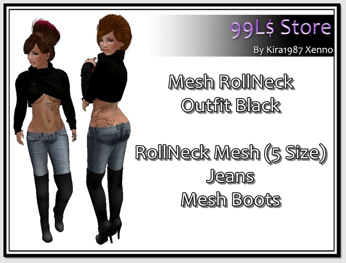 [99L$ Store]RollNeck Outfit Black