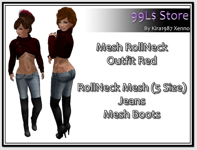 [99L$ Store]RollNeck Outfit Red