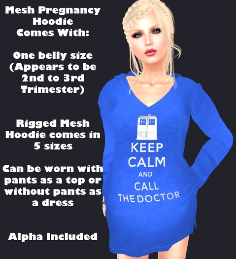 Mesh Maternity Hoodie - Call The Doctor ( Doctor Who )