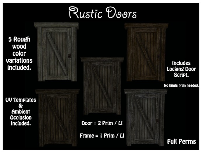 Rustic mesh doors for cottages and other rustic builds full perm for builders. 
