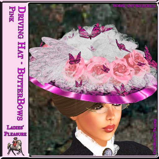 ~LP~ Edwardian Driving Hat Butterfly Bows Pink