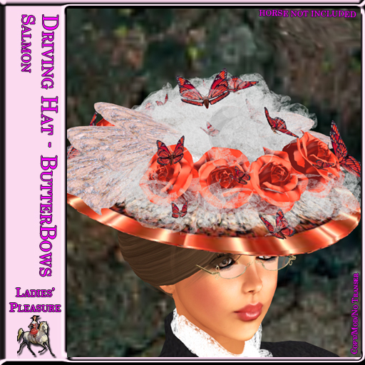~LP~ Edwardian Driving Hat Butterfly Bows Salmon