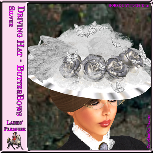 ~LP~ Edwardian Driving Hat Butterfly Bows Silver