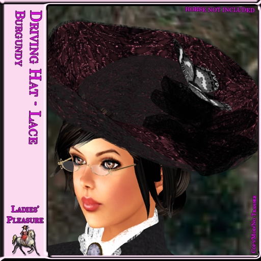 ~LP~ Edwardian Driving Hat Lace Burgundy