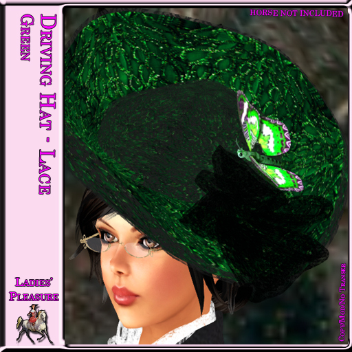~LP~ Edwardian Driving Hat Lace Green