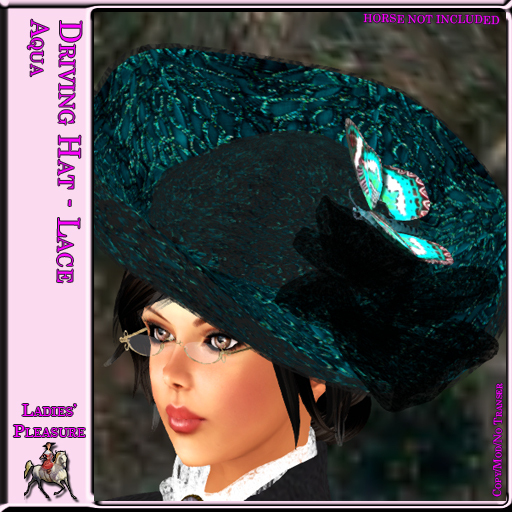 ~LP~ Edwardian Driving Hat Lace Aqua