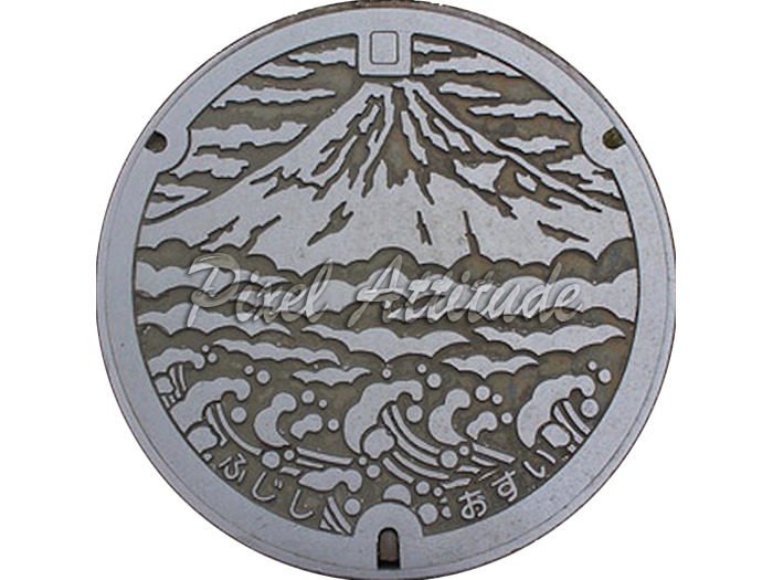 Japanese Mount Fuji Manhole Cover 512 x 512 Texture