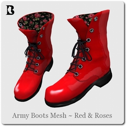 Blackburns Army Boots Mesh Red & Roses